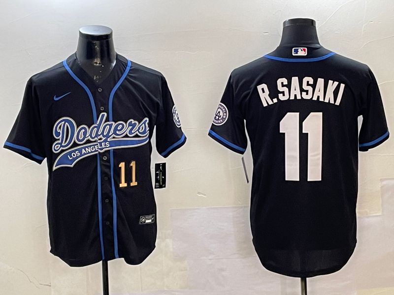 Men Los Angeles Dodgers #11 R.Sasaki Black Jointly Name Game 2025 Nike MLB Jersey style 2